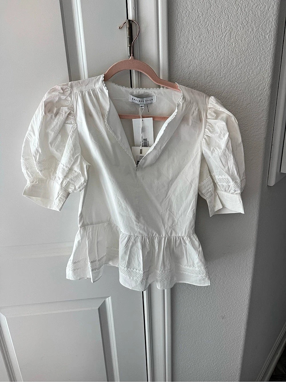 endless rose Lace Trim Baby Doll Top White Cotton Size Small